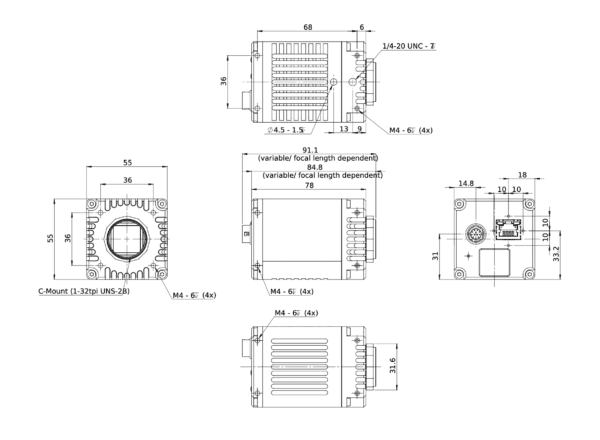 CinCam InGaAs-HR 2D drawing