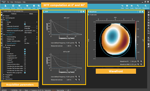 MTF Curve and Wavefront visualization on Waveview software