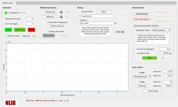 The NLIR 2.0 - 5.0 µm Spectrometer Software