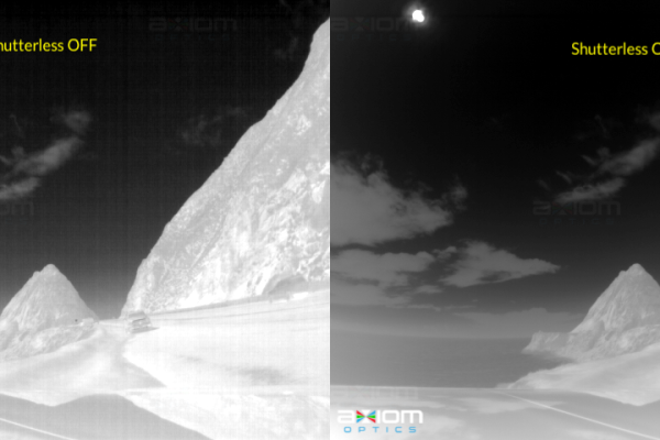 comparison between thermal images with and without shutterless function