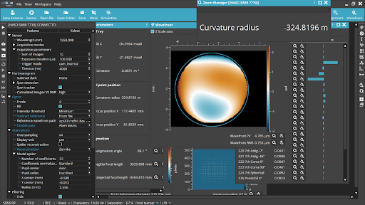 screenshot of waveview software for a live optical alignment