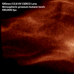 GIF of the measure of the atmospheric pressure butane torch taken with a Cerco UV lens 
