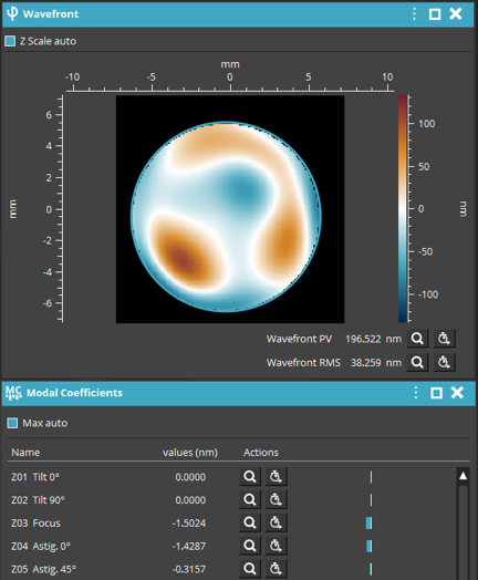 measured wavefront after optical alignment of adaptive optics system