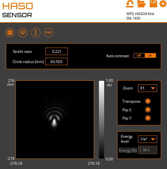 Computed point spread function
