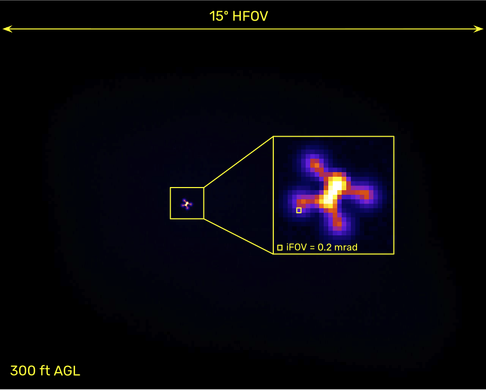 15º HFOV image of drone taken with Niels 12 high resolution thermal camera