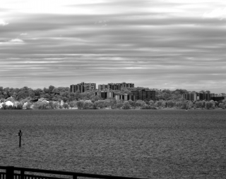 Image of buildings taken with the alvium u-530 vis swir camera with sony imx992 ingaas sensor